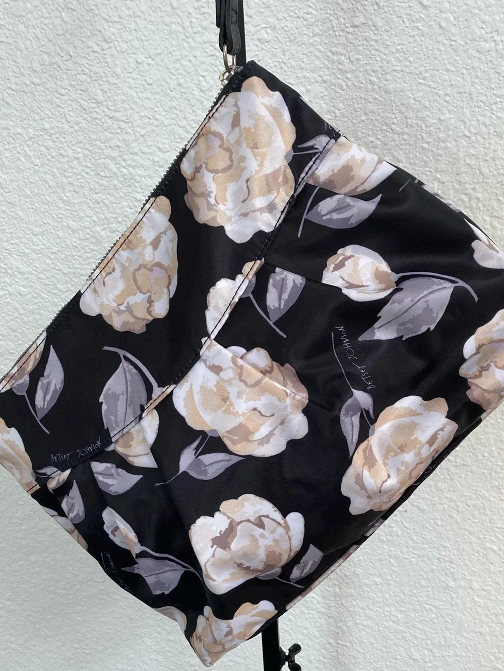 Betsey Johnson black nylon cosmetic pouch
